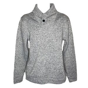 H2H Mens Sweater Gray Long Sleeve Pullover Button Collar Top Size M